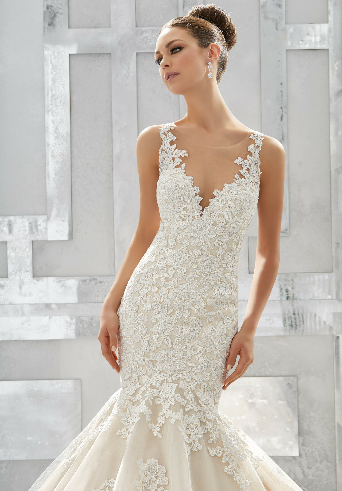 Blu Morilee Bridal 5571 Meryl Wedding Dress Mermaid Fitted Illusion Keyhole Lace
