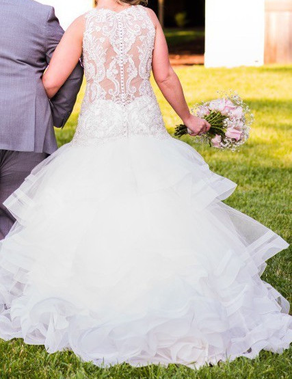 Allure Bridal C405 Wedding Dress Ball Gown 6-10 Mermaid Illusion Ruffles Bling