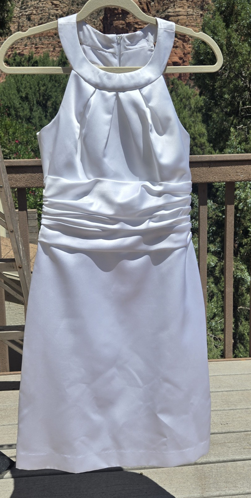 David’s Bridal White Short Causal Wedding Dress Size 4 high neck