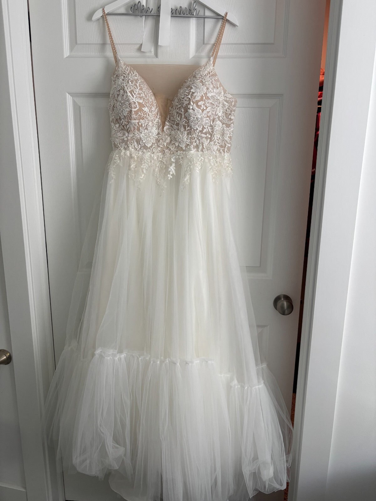 Custom made wedding dress tea length in front with long to the back
