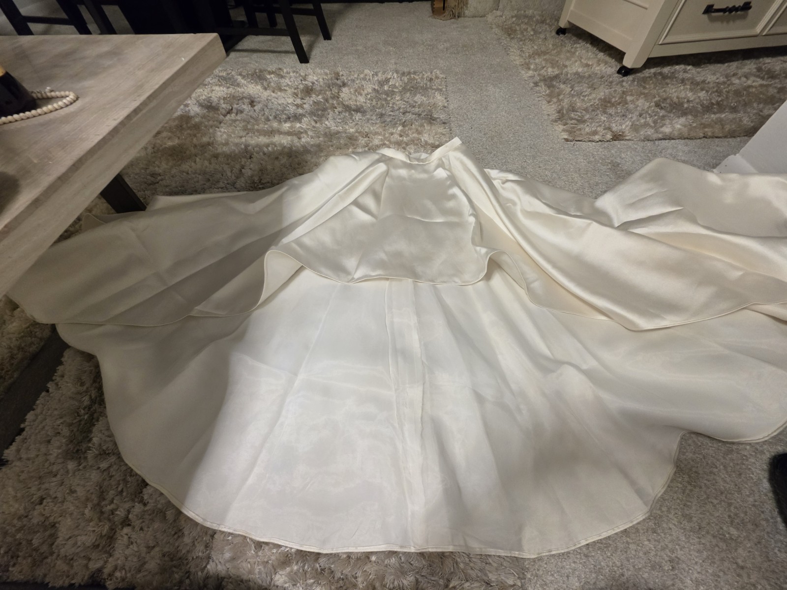 Wtoo by Watters Bridal Ivory Satin High Low Wedding Skirt Back Zip Train Size 10