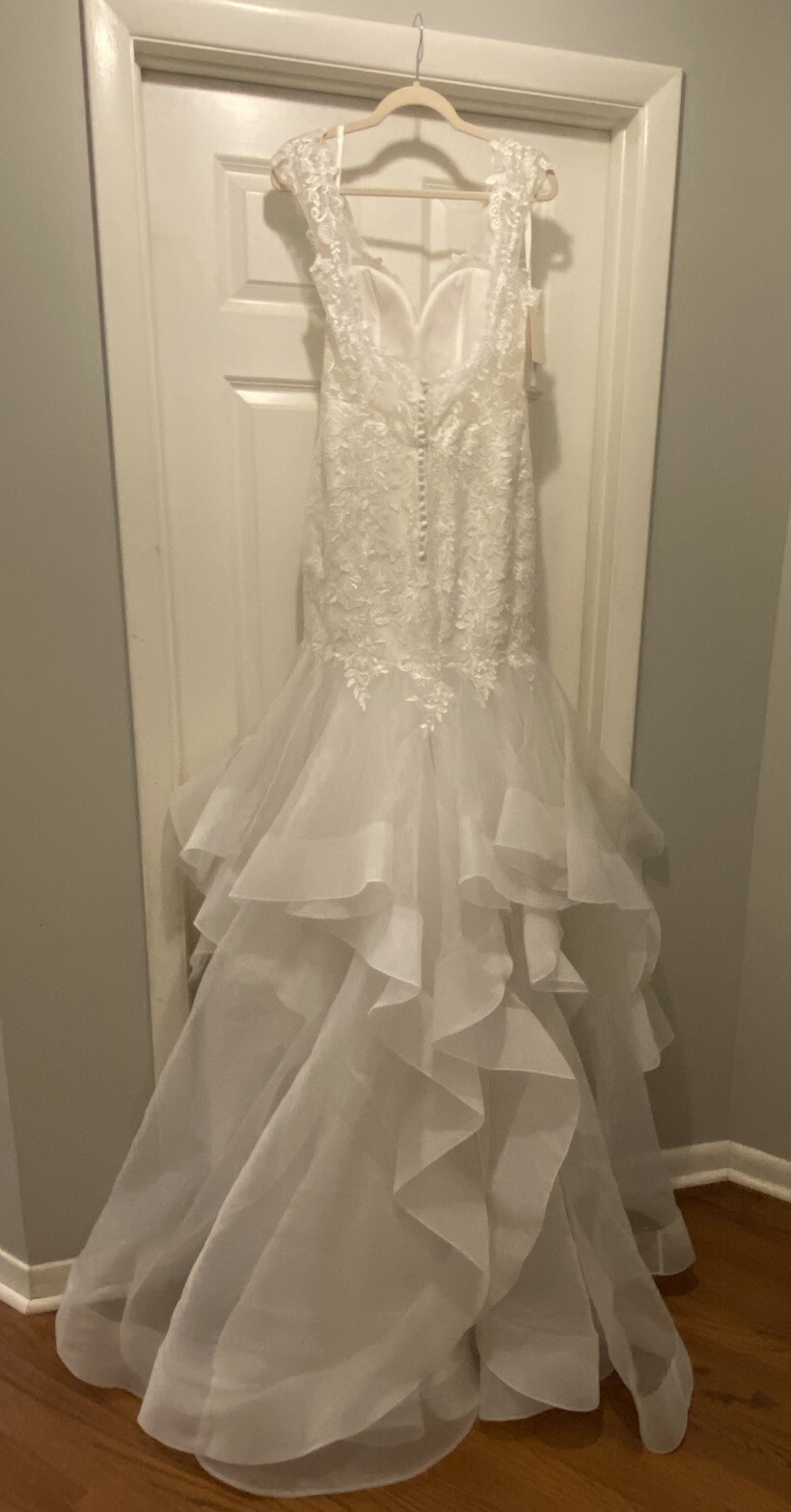 NWT Lace Mermaid Gown w/ Organza Skirt Open Back Gorgeous! USA $2,900 Bridal 12