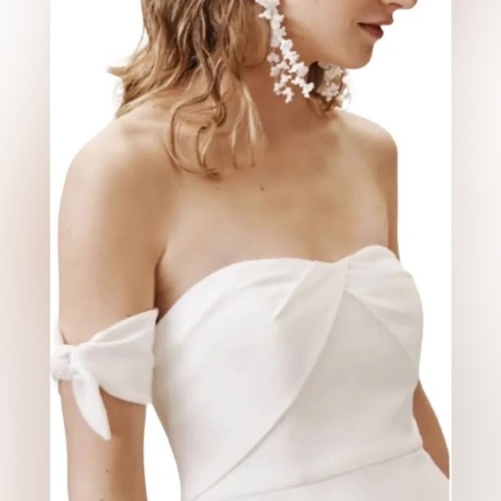 Watters & Watters Ivory Off-the-Shoulder Bow Sleeve Wedding Gown Dress NEW 18W