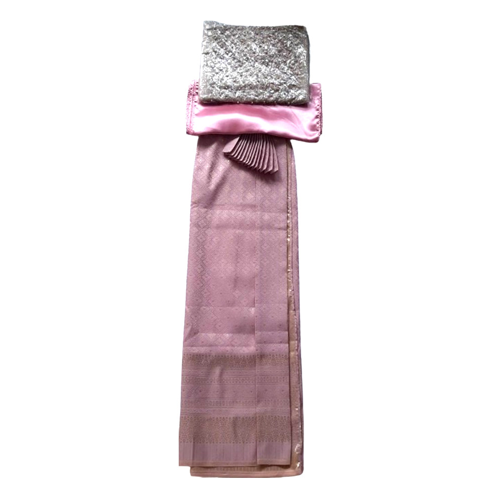 Chud Thai Traditional Wedding Dress Cloth Skirt # F Pink Lotus Accessories