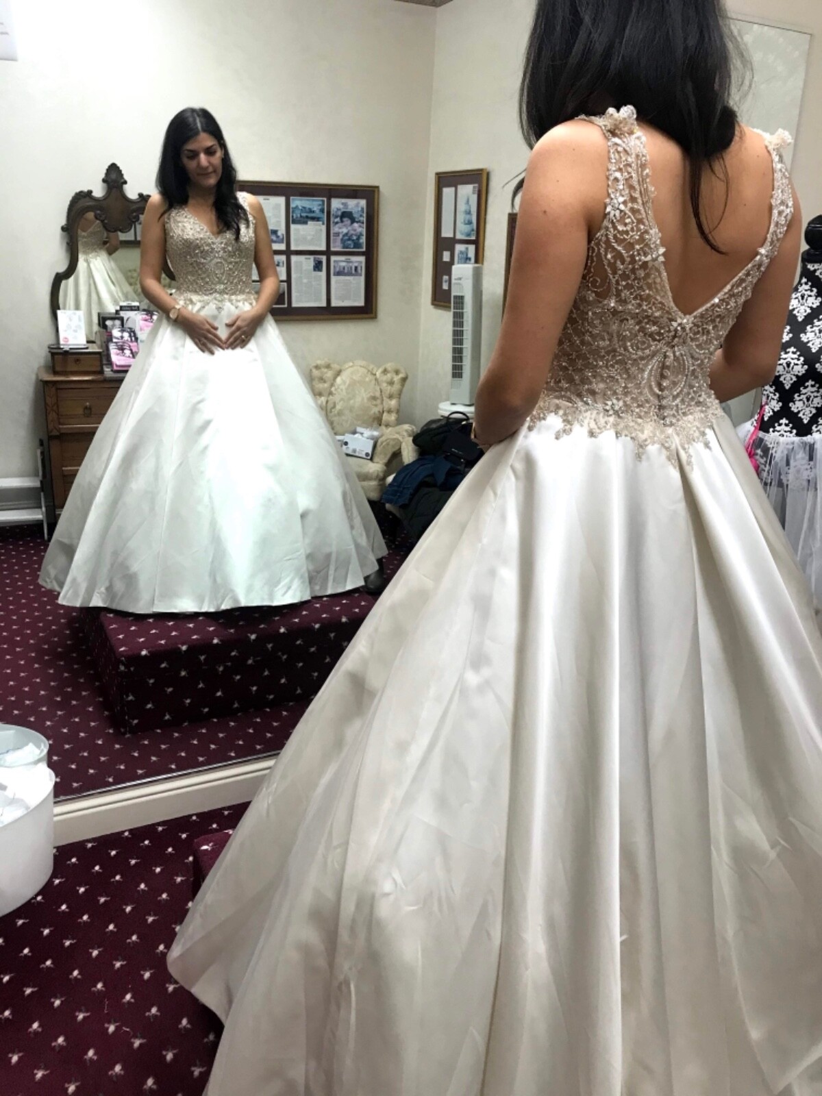 maggie sottero sophronia wedding dress size 8 never worn beaded bodice, satin 