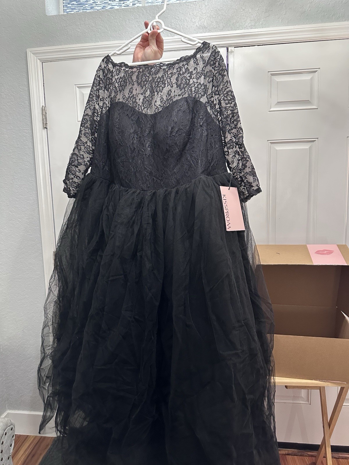 KissProm Women’s Wedding Dress – Black NWT custom size.