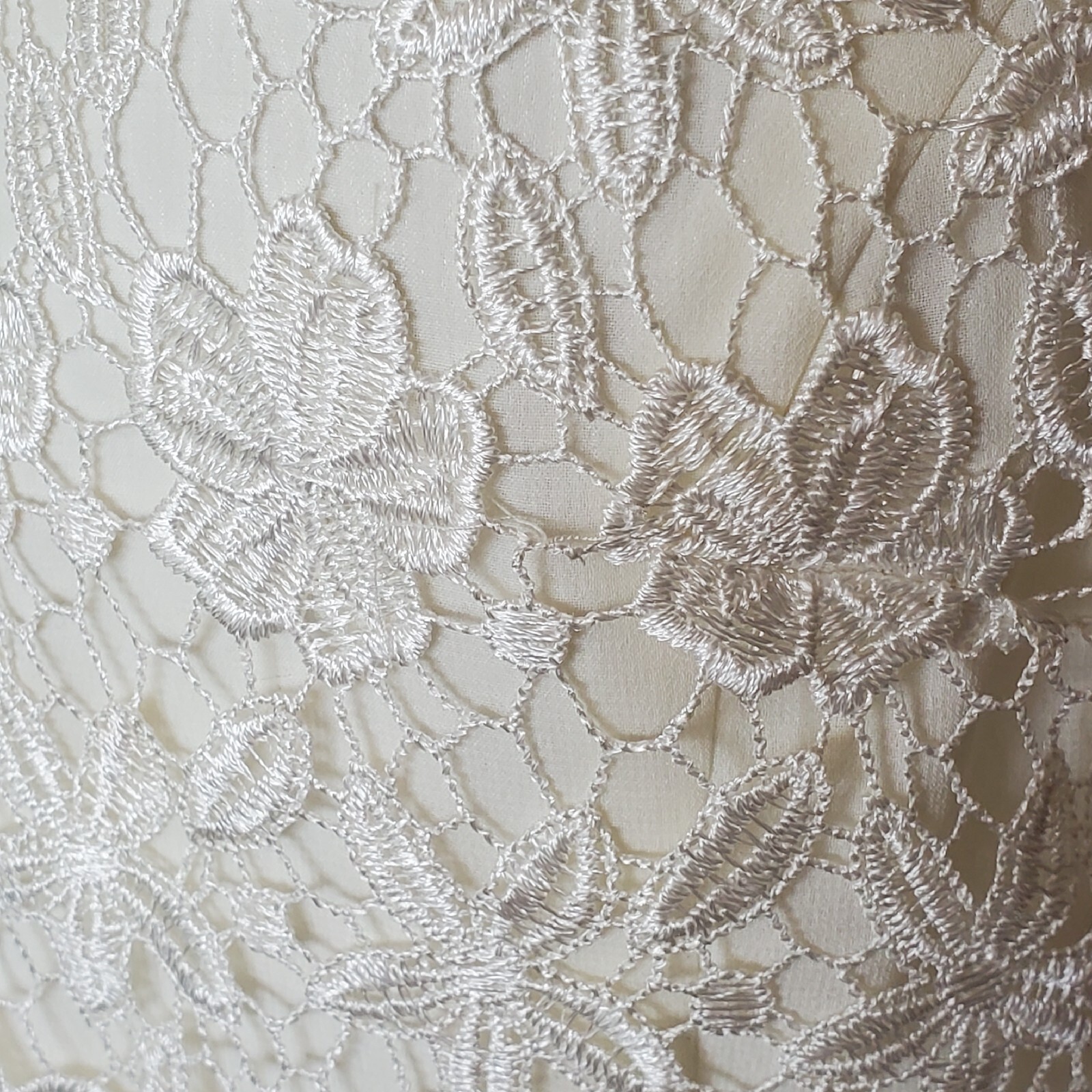 VTG Wedding Dress Sz 10 Cream Ivory Crochet Chiffon Layered Long Beach Mature