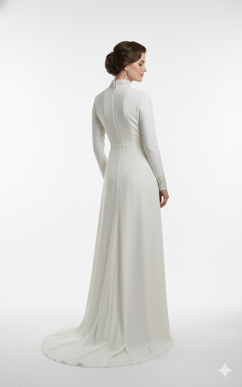 HOUSE OF BIANCHI HIGH NECK LONG SLEEVES MODEST VINTAGE GOWN