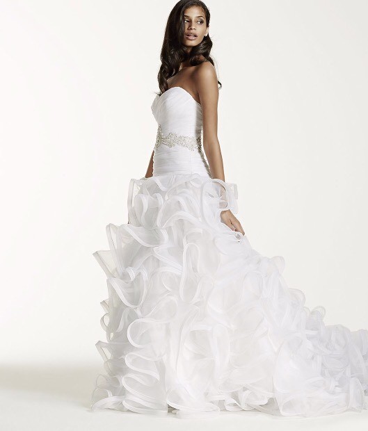 David’s Bridal Galina Signature 8 Petite White Organza Bridal Gown Wedding Dress