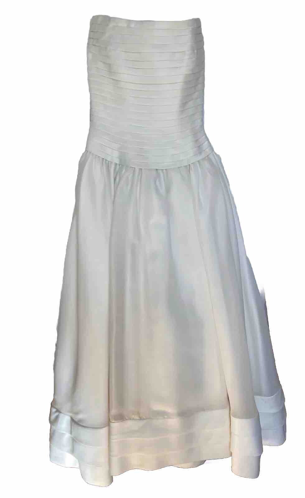 Oleg Cassini Wedding Gown Strapless Ivory Sz12 – Fits 5’2” Strapless Organza
