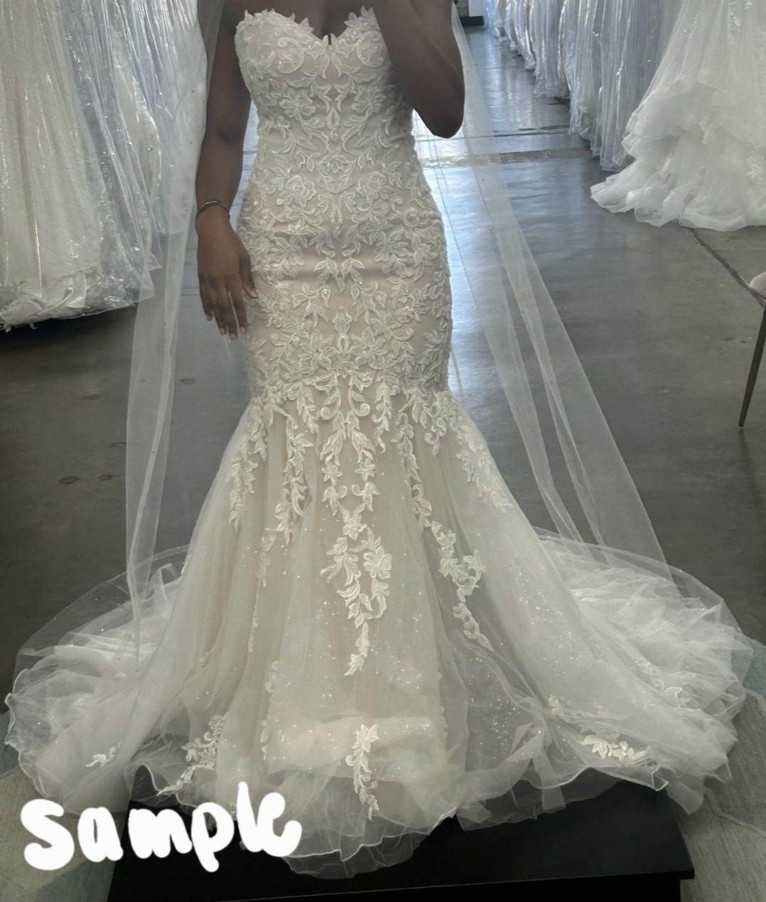 Private Label Trumpet/ Mermaid Sweetheart Strapless Wedding Dress And Veil