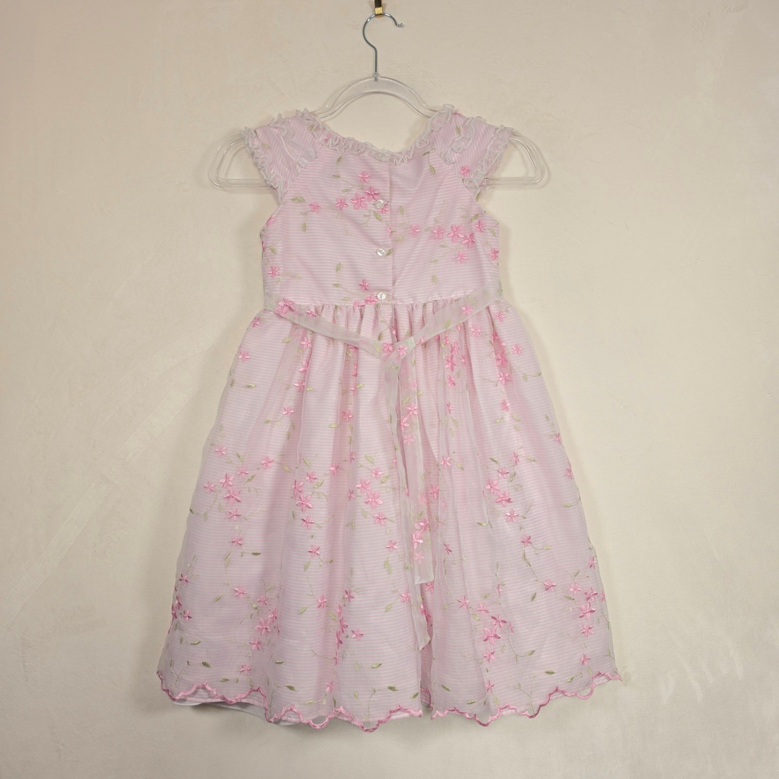 Jona Michelle Dress Girls 6X Pink White Floral Coquette Embroidered Romantic