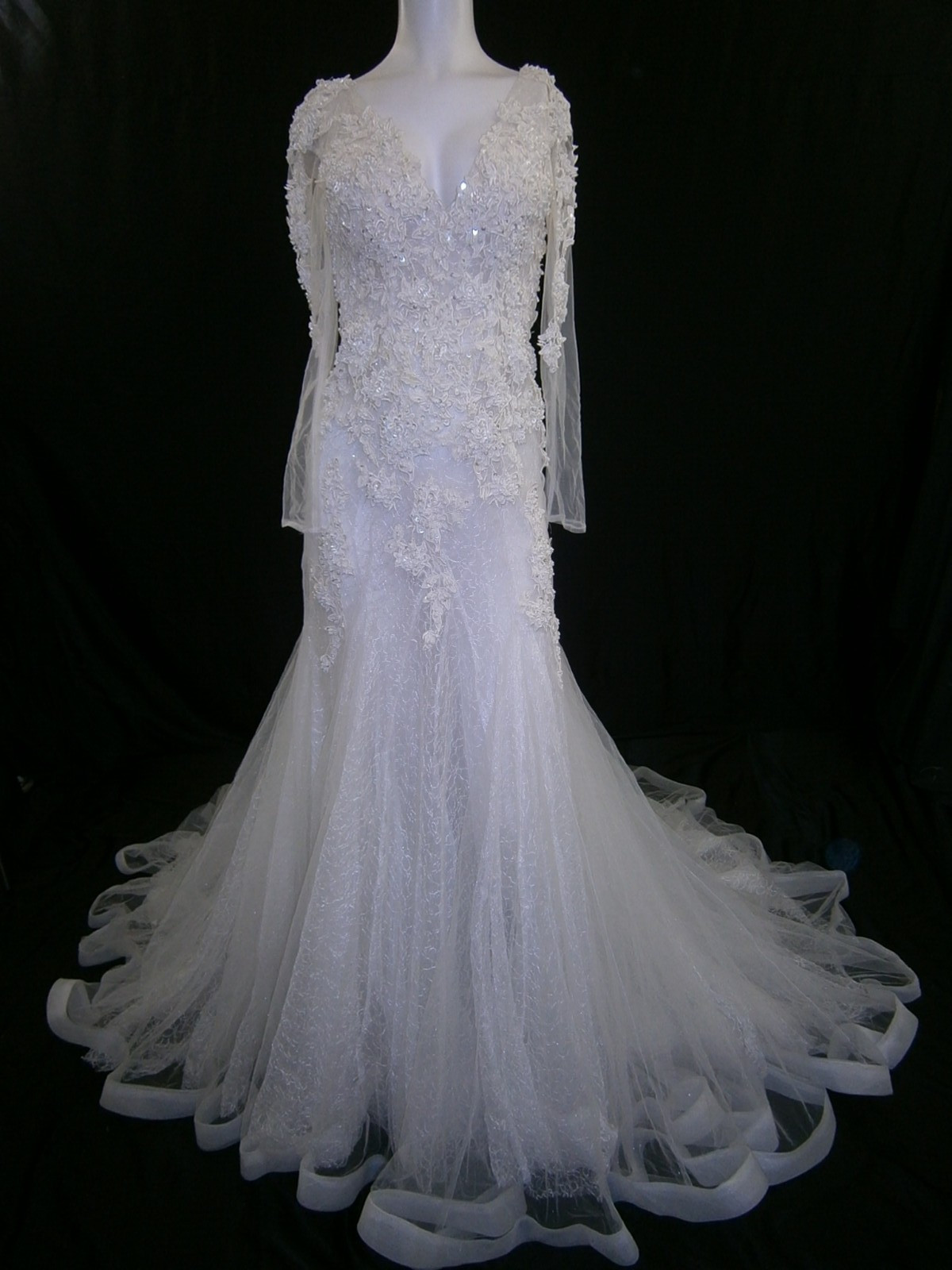 Claire Wedding Dress 4 Off-White Sparkle Tulle Lace Appliques Beaded Boho NEW