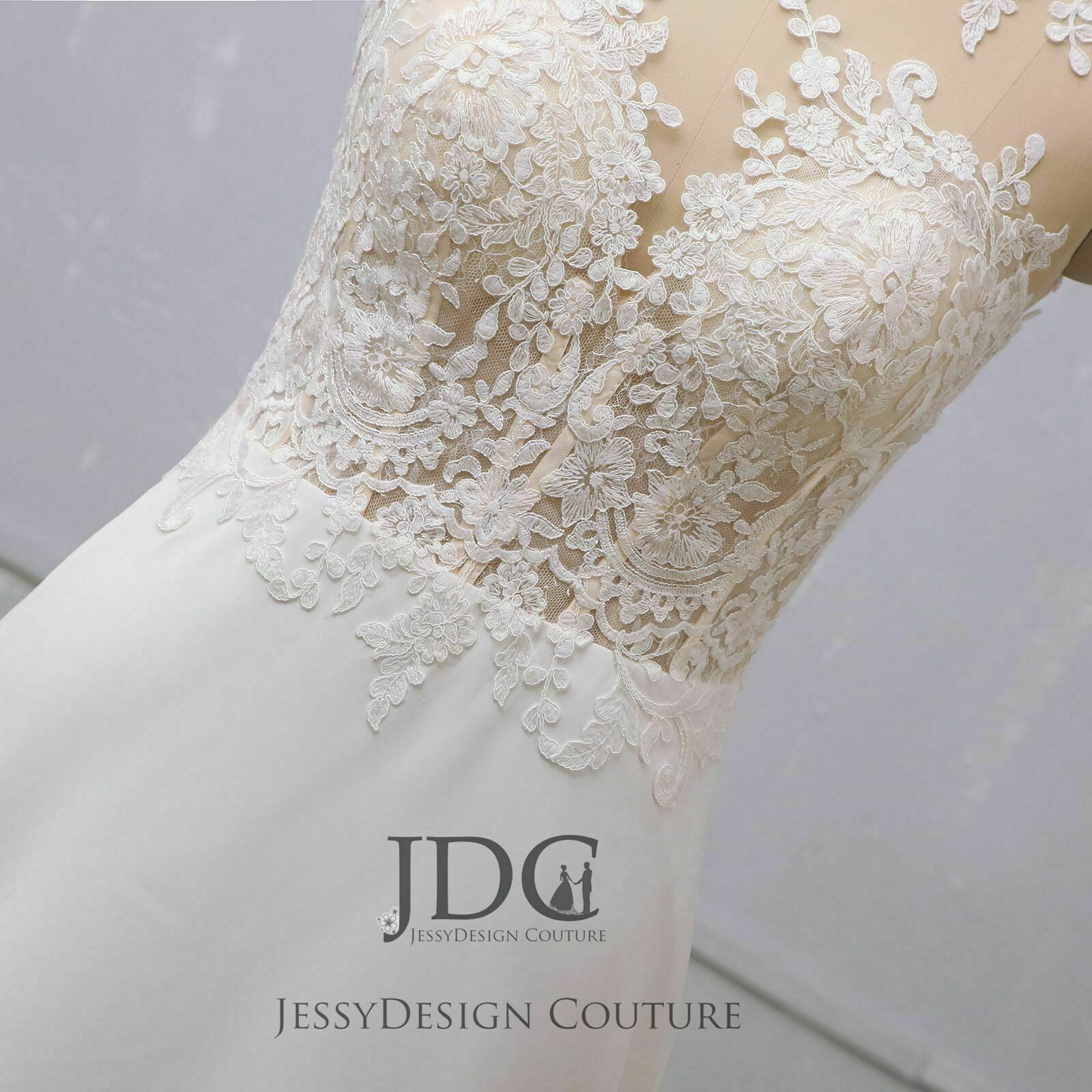 Summer Ivory Nude Wedding Dress Bridal Gown Custom made Tattoo Buttons New