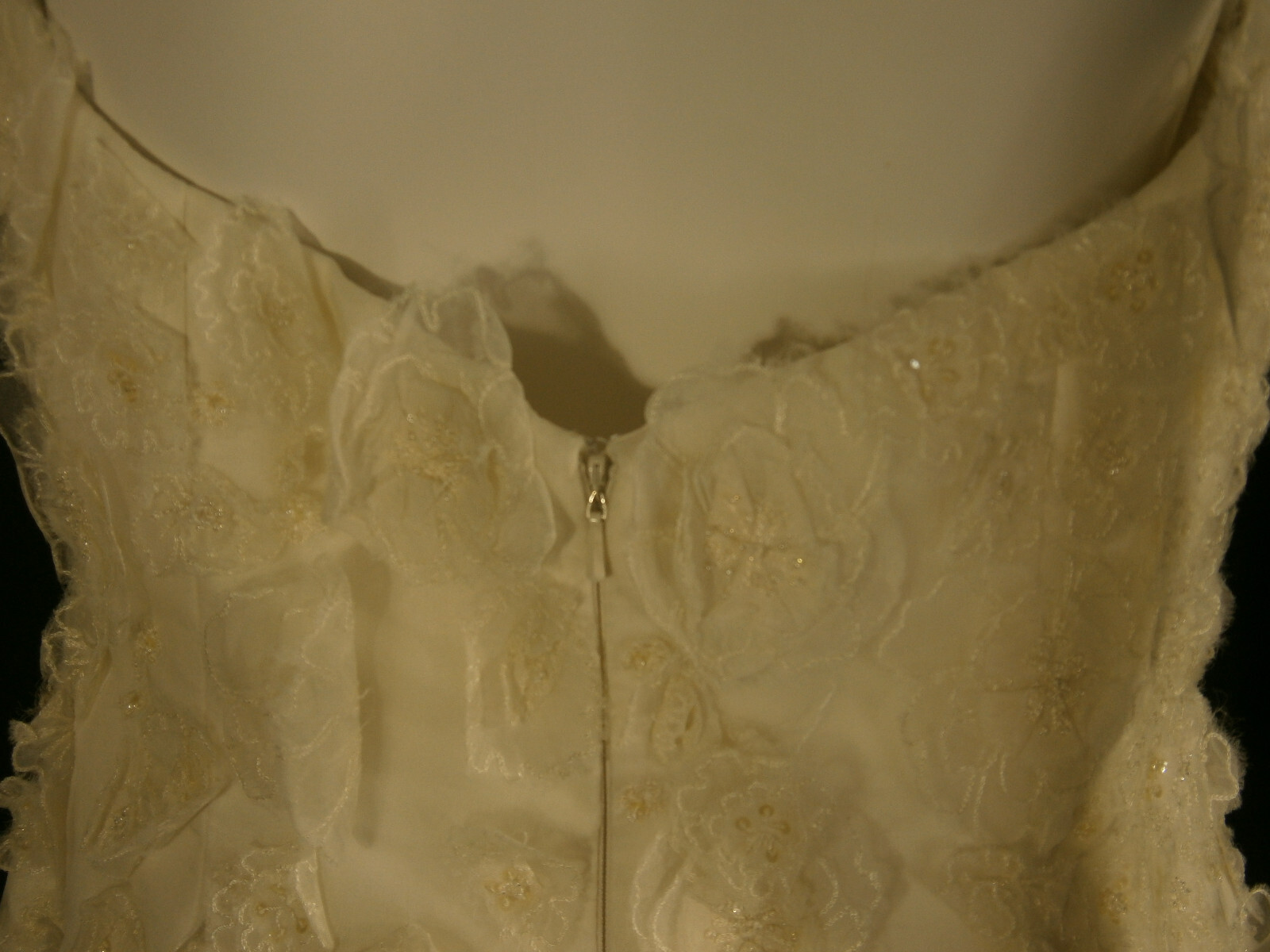 Watters Brides Wedding Dress 10 Ivory A-Line Organza 3-D Floral Overlay