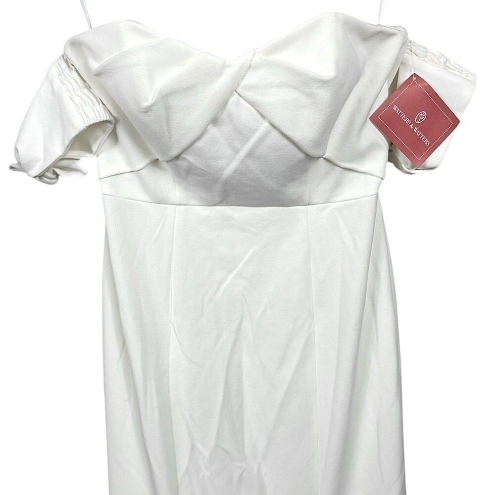Watters & Watters Ivory Off-the-Shoulder Bow Sleeve Wedding Gown Dress NEW 18W