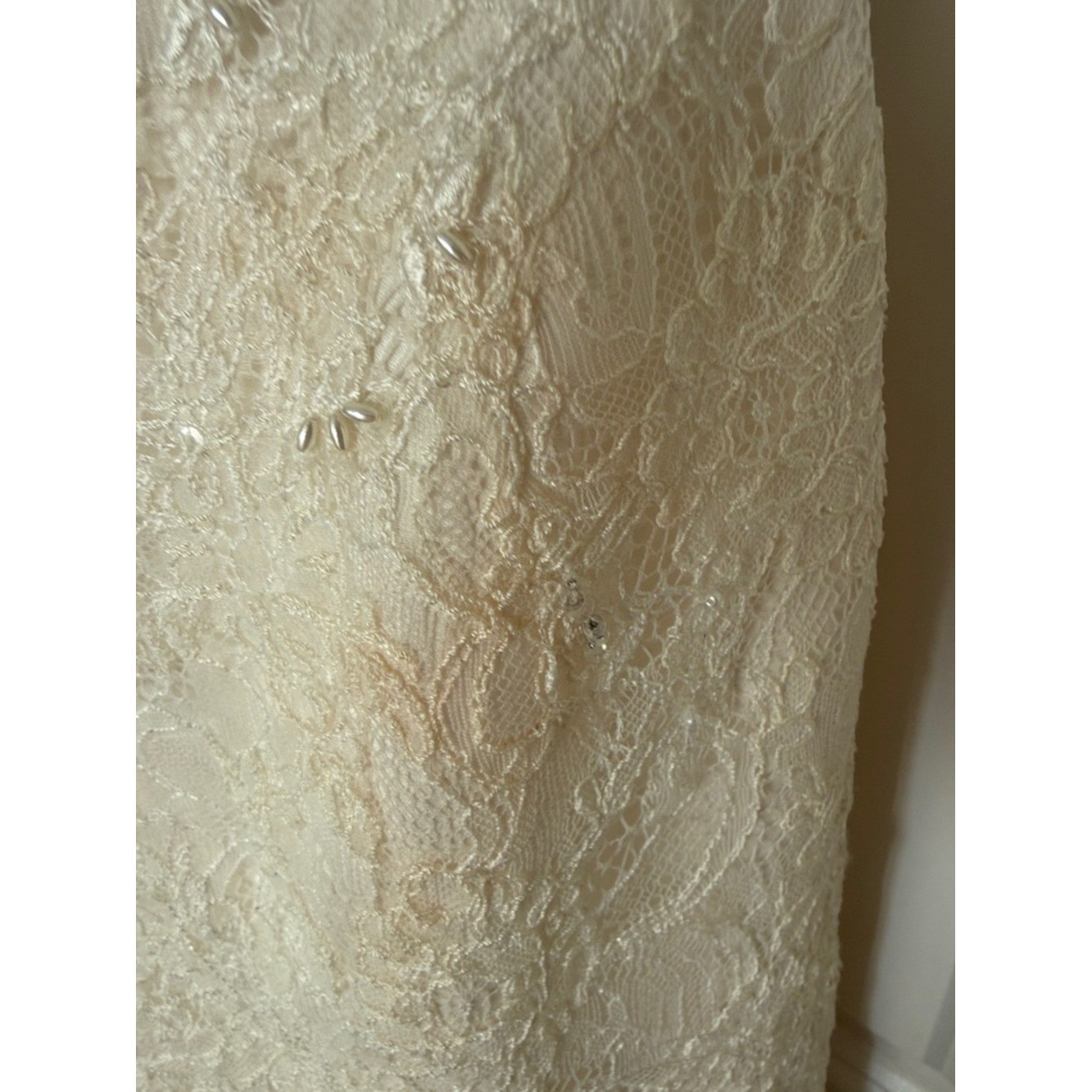 Augusta Jones Lace Appliqué Wedding Dress Strapless Mermaid Gown Ivory