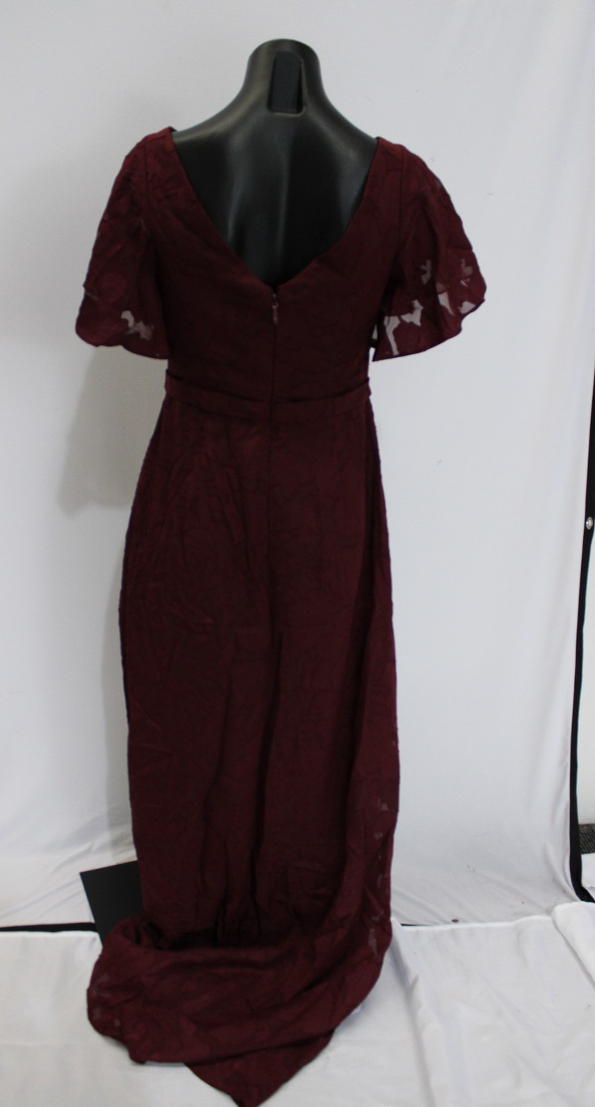 Azazie Women’s A-Line Pleated Floral Chiffon Dress AP2 Cabernet Size: Custom