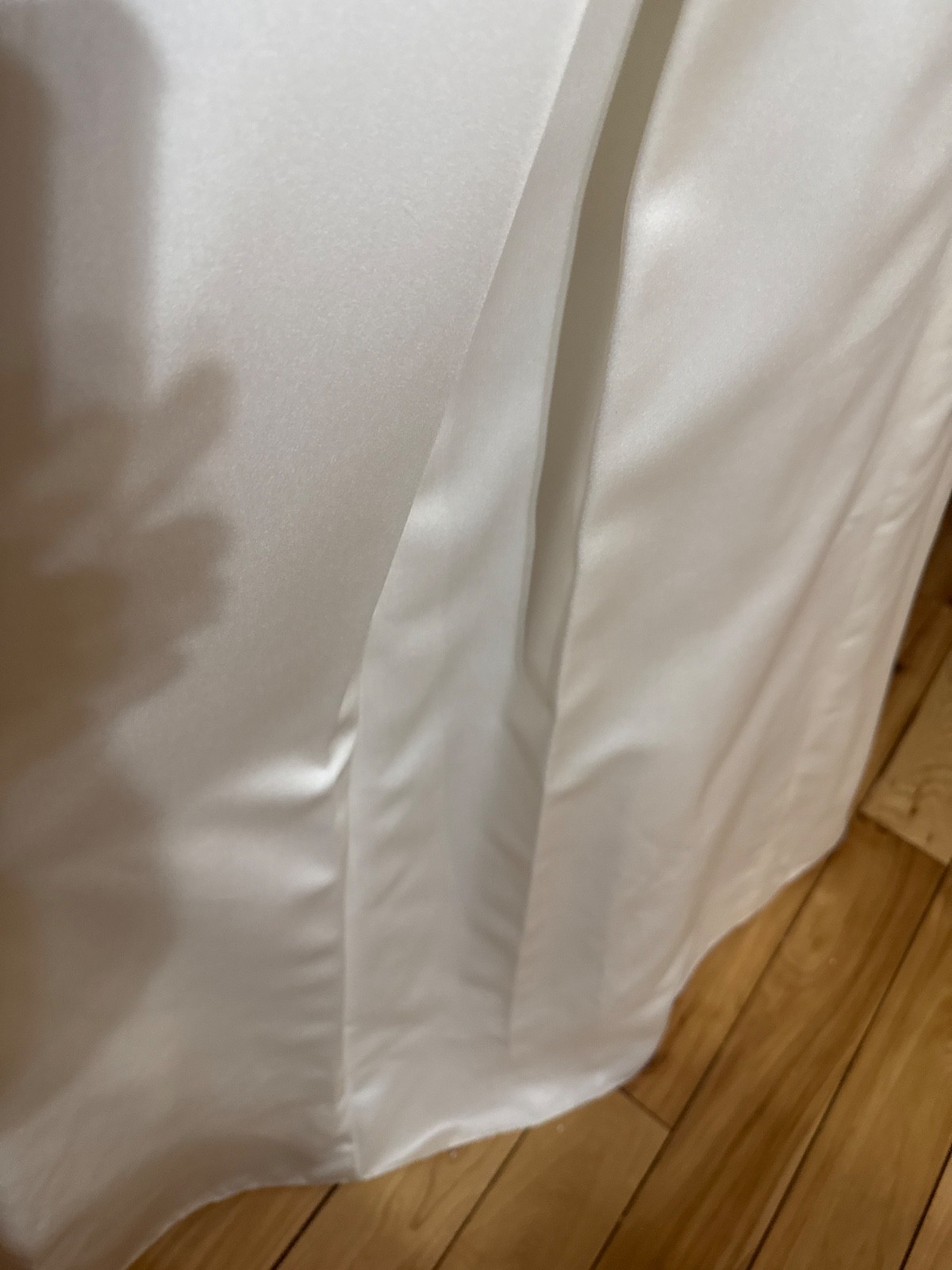NWT Ivory Satin Square Neck Drop Waist Wedding Gown Gown With Pleats & Pockets