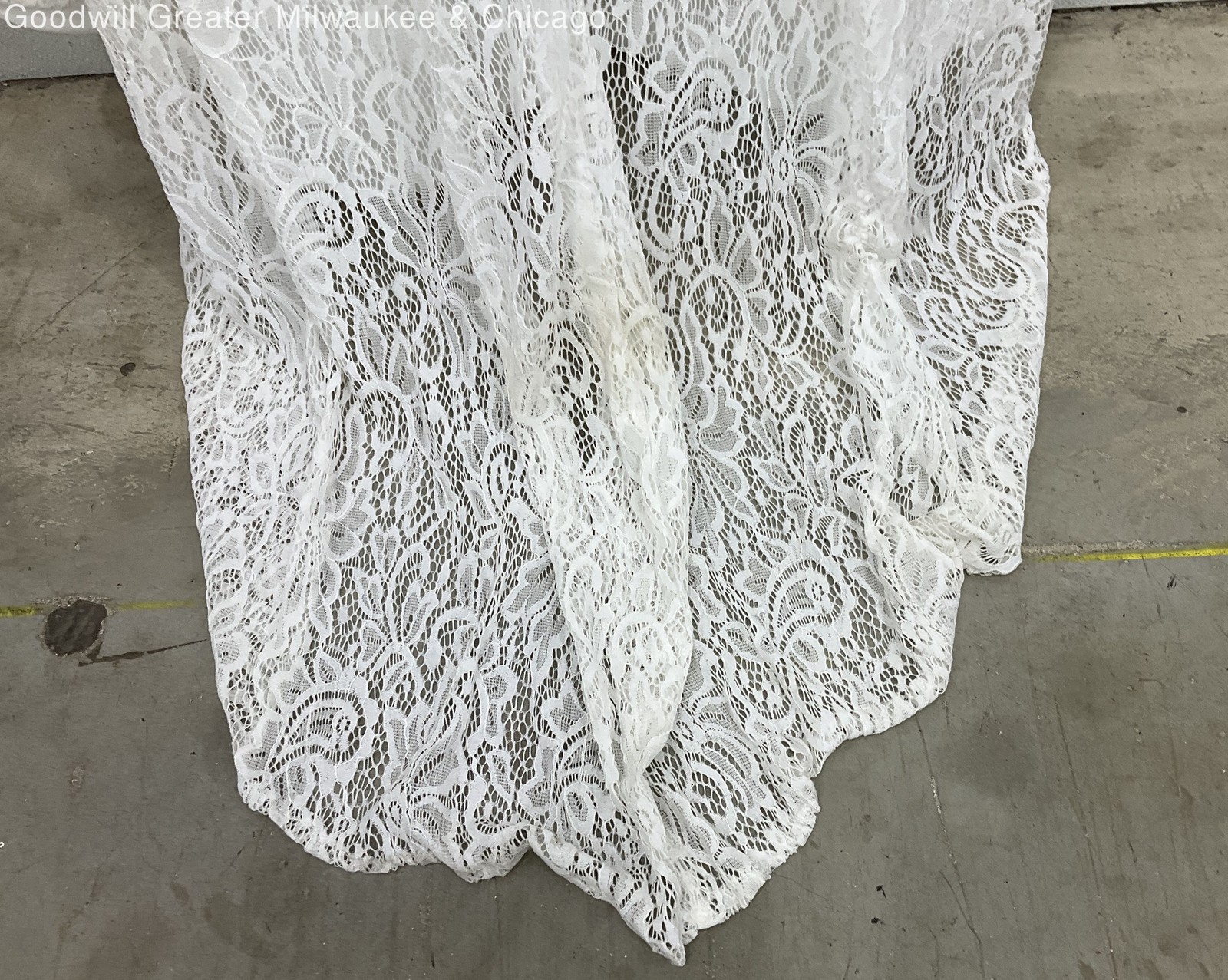 Unbranded Womens White Floral Lace Long Sleeve Gown Wedding Dress Ribbon