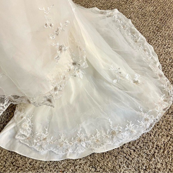 Light Champagne Mermaid Wedding Dress Lace sequin embroidered Fishtail size XS