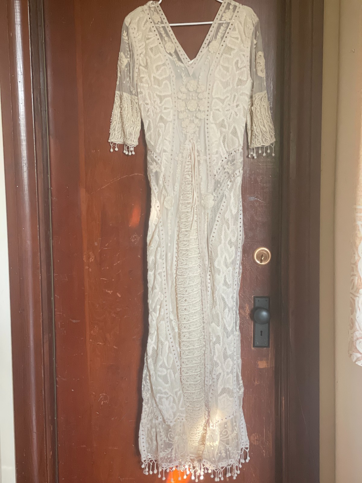 Top Shop Kate Moss Lace Crochet IVORY Maxi Wedding Dress | Size 10