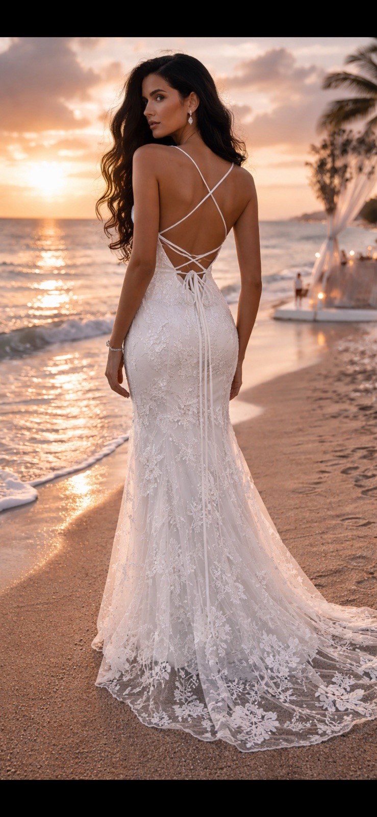 Size 10 Lace Wedding Dress Beach Garden Bridal Gown Boho Chic NWOT