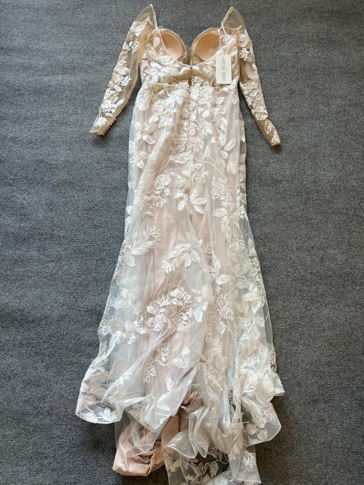 NWT $2815 Wtoo Watters Paloma Ivory Long Sleeve Lace Fit Flare Wedding Dress 12