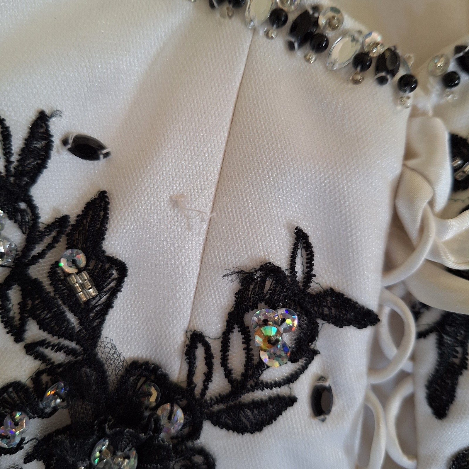 Sz 5/6 Morilee Ball Gown Wedding Dress: Black Embroidery, Corset Back, Tulle