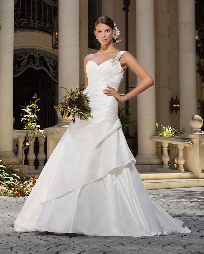Casablanca Bridal Exotic Escape Wedding Dress 8 Romantic Taffeta One Strap 1977