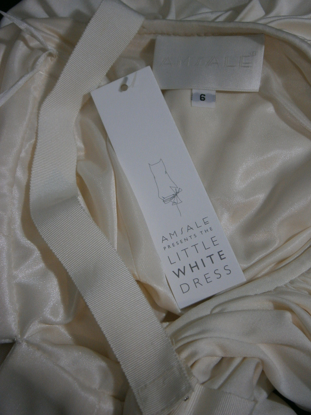 AMSALE SIZE 6 SHORT WEDDING GOWN DRESS KAYLEE IVORY SILK HALTER LOW “V” $1,100