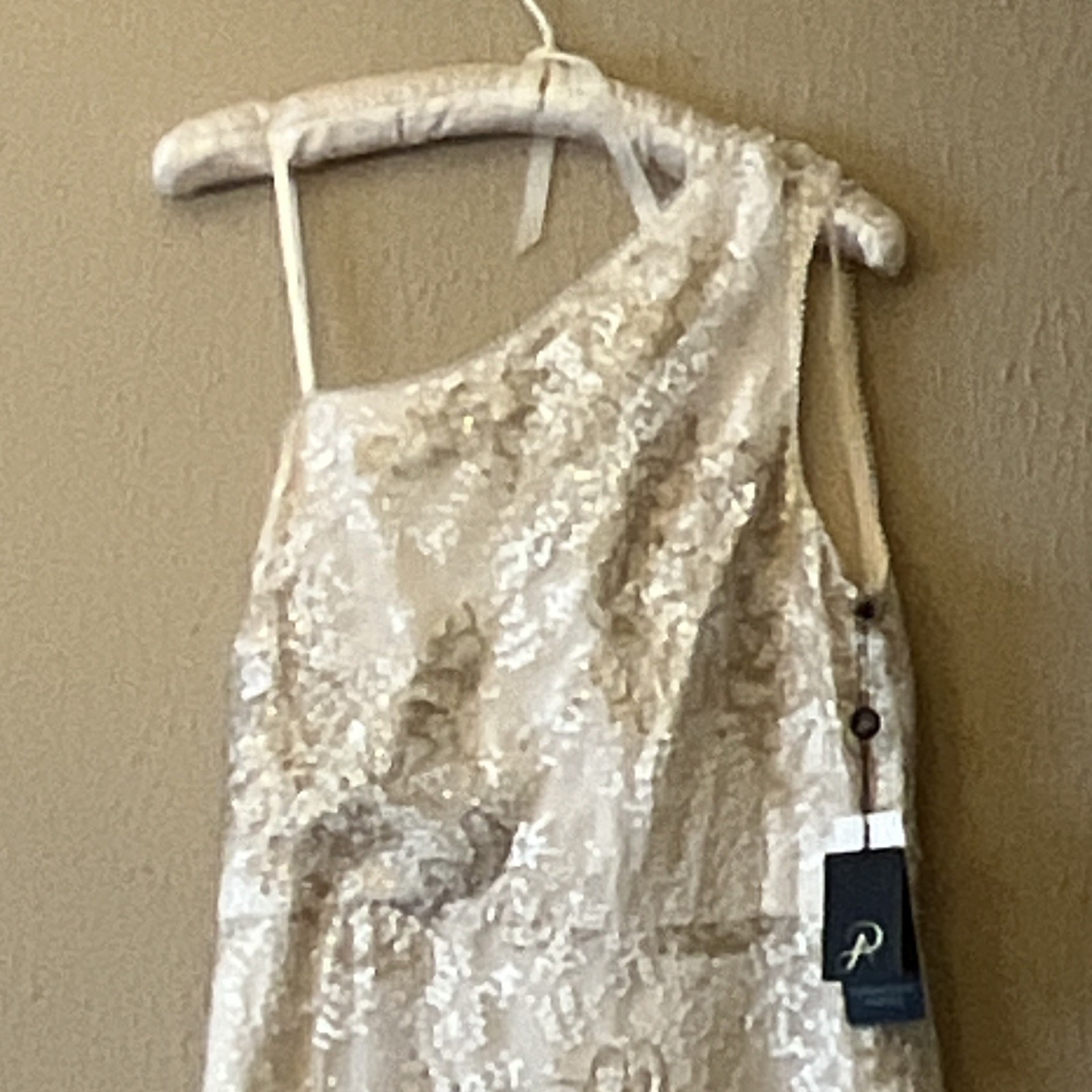 Adrianna Papell Ivory Lace One-Shoulder Sleeveless A-Line Full-Length Dress