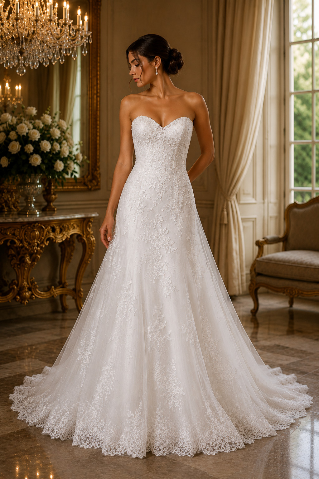 Casablanca Sample Wedding Dress Gown 10 Ivory A-LIne Lace Bling Romantic NWT