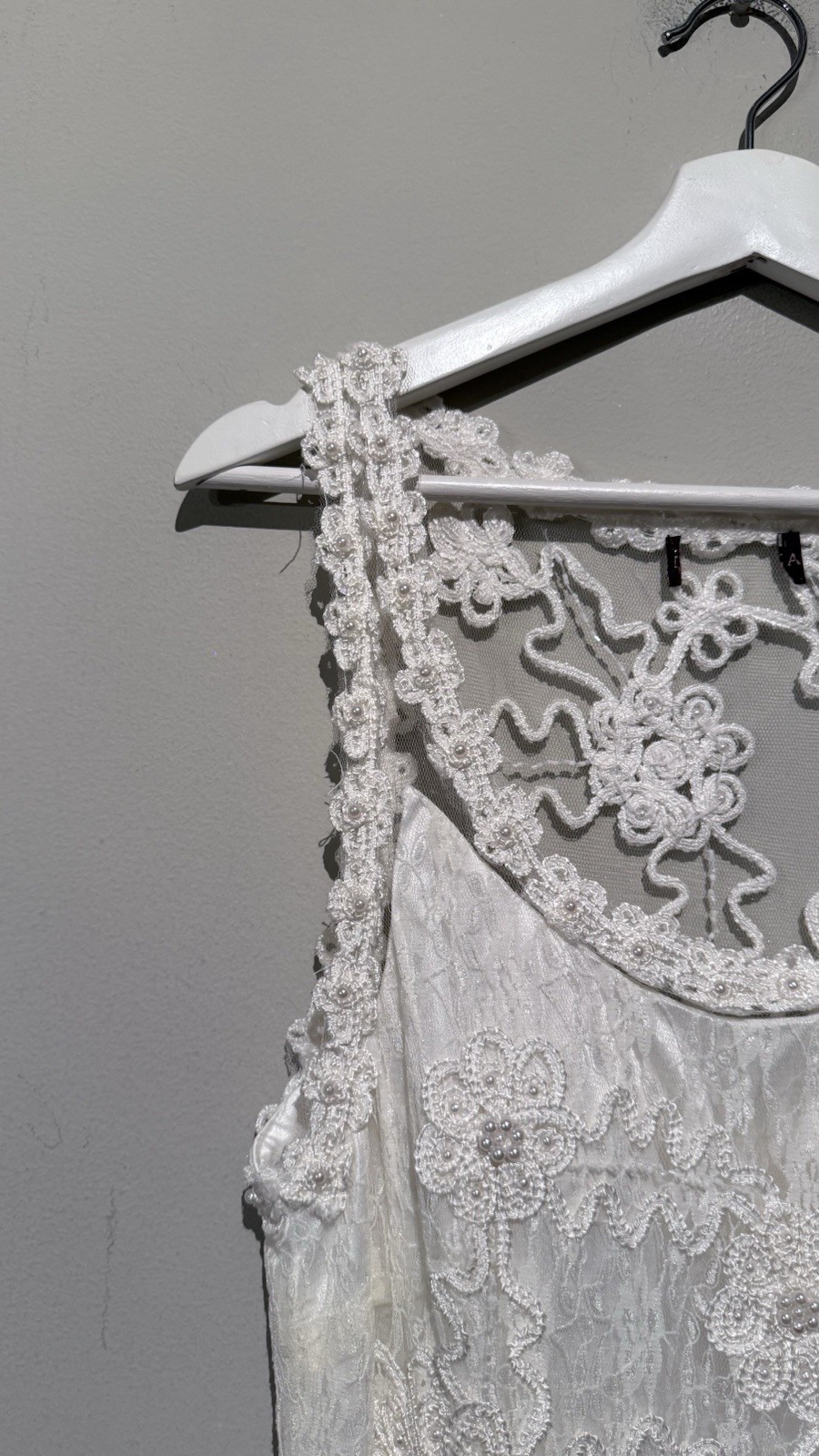 WEDDING BRIDE DRESS Lace Embellish Floral Ivory White Women S/M Embroidered