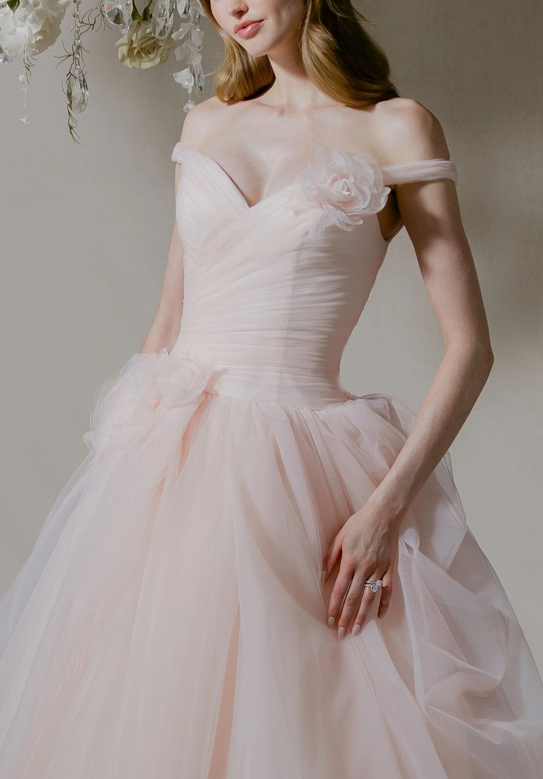 Princess pink ivory tulle wedding dress wedding dress 32-60 off straps n.measurement