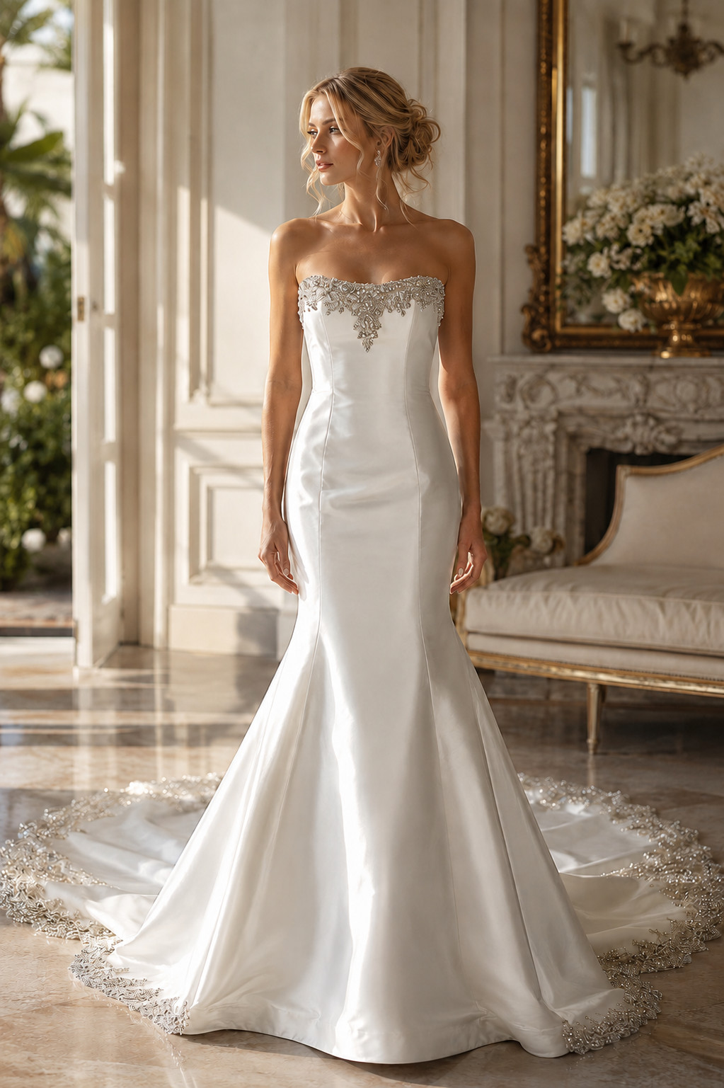 Victor Harper Silk 4 Wedding Dress Gown Mermaid Trumpet CrystalsTrain $5,995