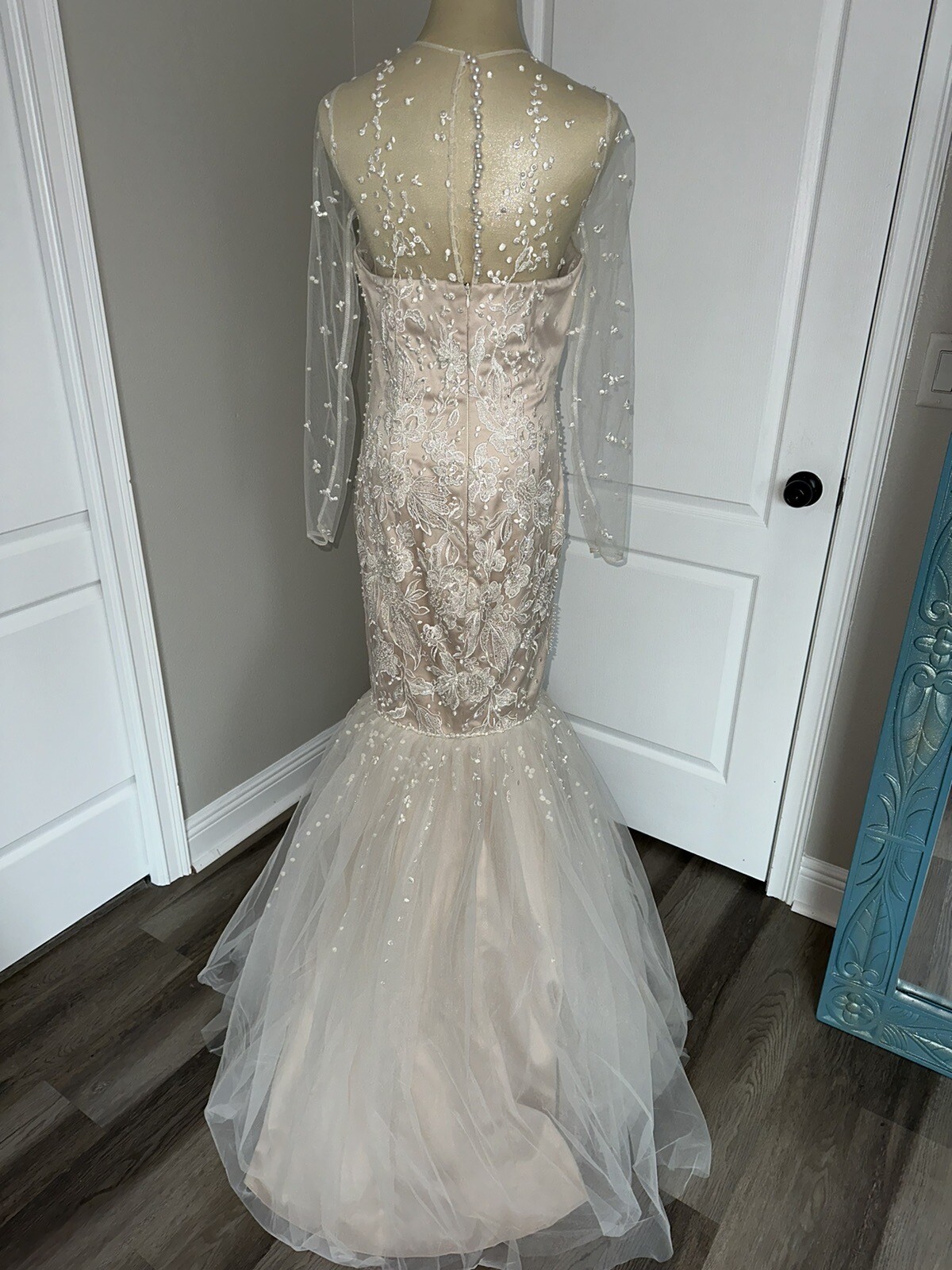 Custom Designed Handmade Ivory Mermaid Style Wedding Gown