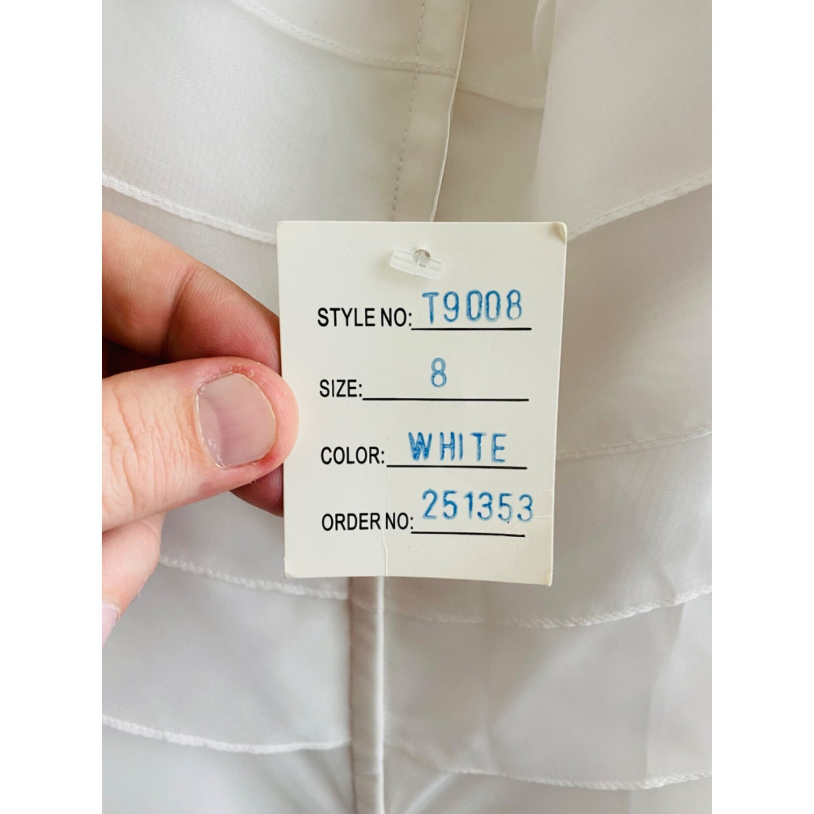 Davids Bridal Organza Wedding Dress Womens Size 8 White Strapless Floor-Length