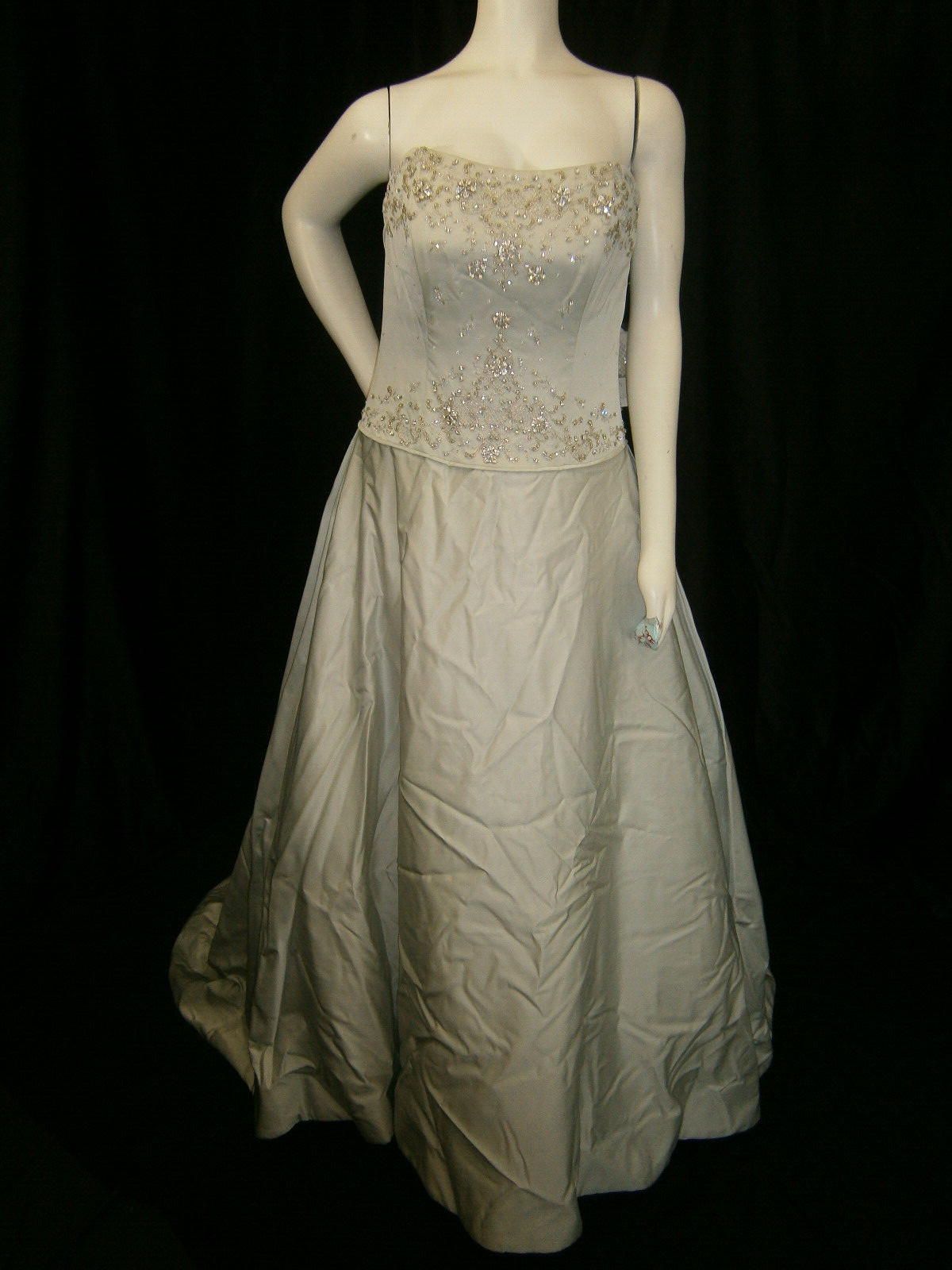 Watters Brides 10 Wedding Dress Ice Blue Silk Strapless Beaded Ballgown NWT