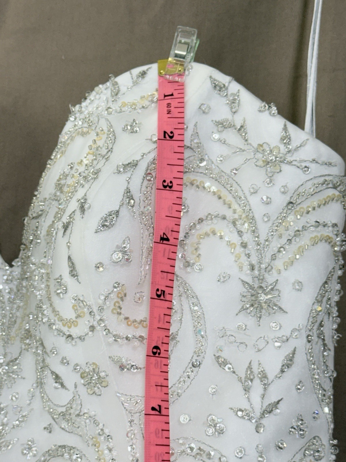 Moonlight Sz 8 White Strapless Beaded Bodice Tiered Layered Tulle Wedding Dress