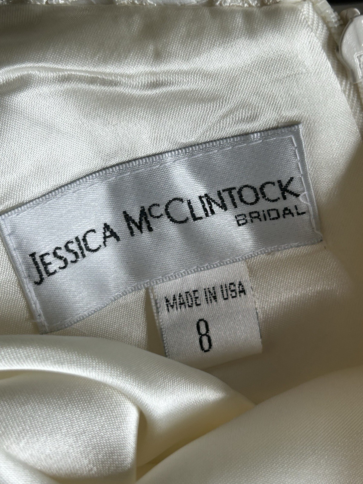 Jessica McClintock Sleeveless Wedding Gown Dress Ivory Lace Bodice Size 8