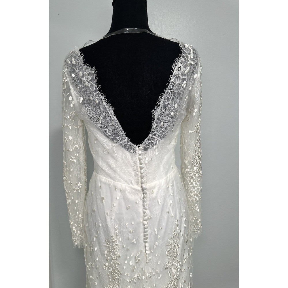 Unbranded Lace Wedding Dress Women 4-6 Ivory Excellent Long Sleeve Train Gown
