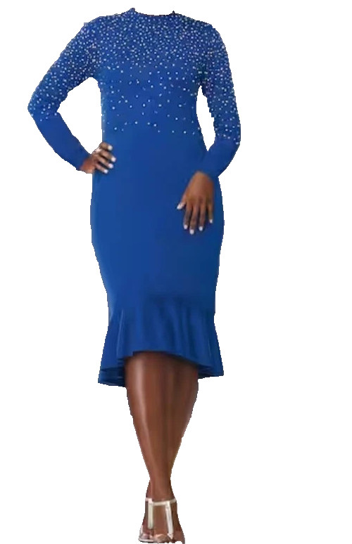 size small Pearl Peplum Blue Embelished Formal Sweater Dress by Ashro new