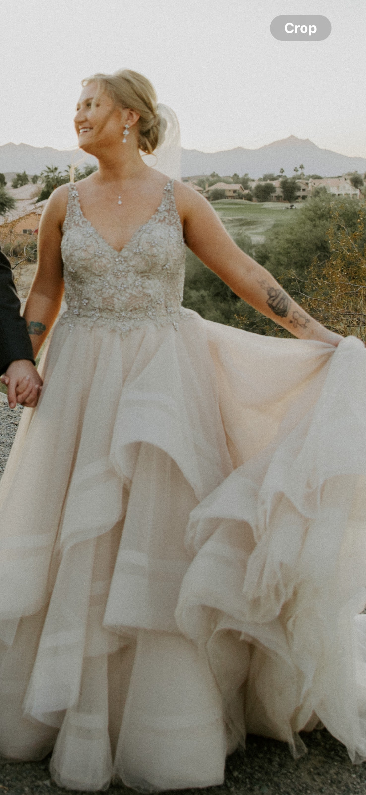 Martina Liana Wedding Gown Sz 12 with Matching Jewelry and Veil, Great Condition