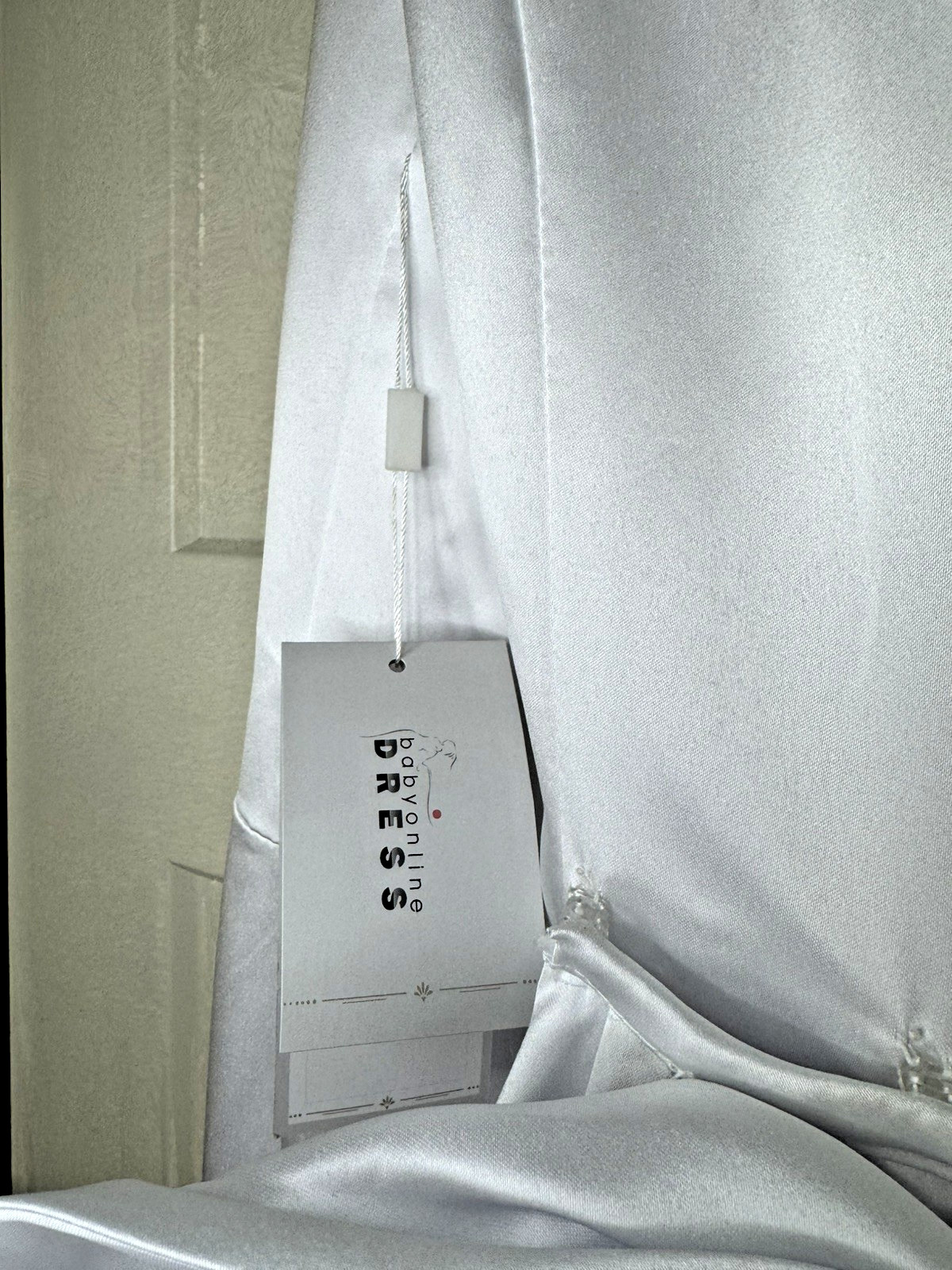 Wedding Dress White Satin Bow Back Buttons Detachable Train Bridal Babyonline