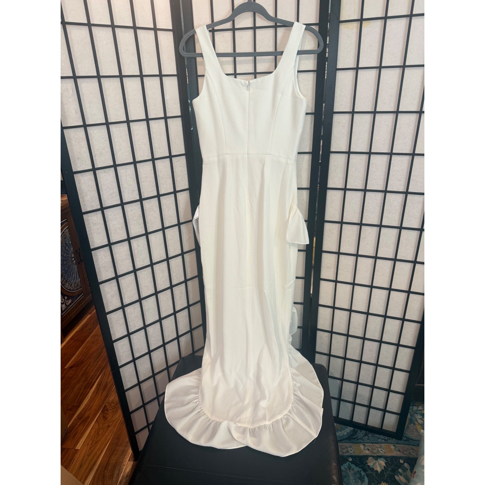 Dress the Population Charlene Off White Ruffle Mermaid Gown NWT