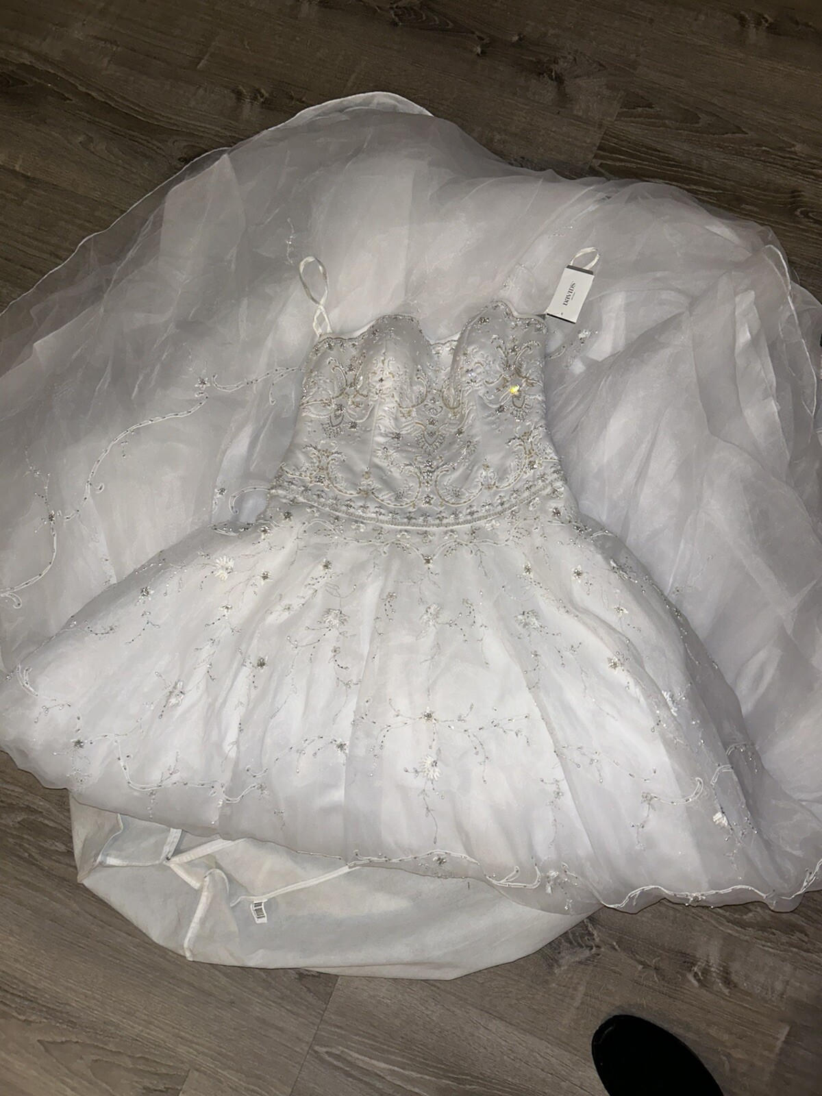 OLEG CASSINI STRAPLESS STN BD EMRD BOD BD WEDDING DRESS NWT Size 10