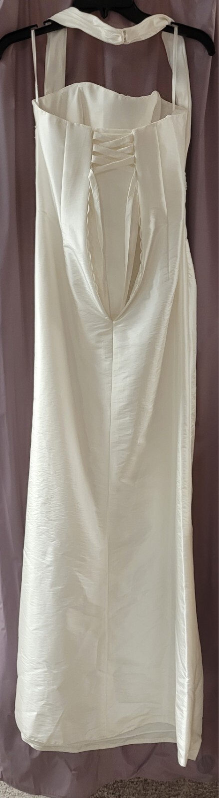 Mia Solano, MB1071, Ivory, Size 6, Taffeta, Lace-up, Bodice Beading