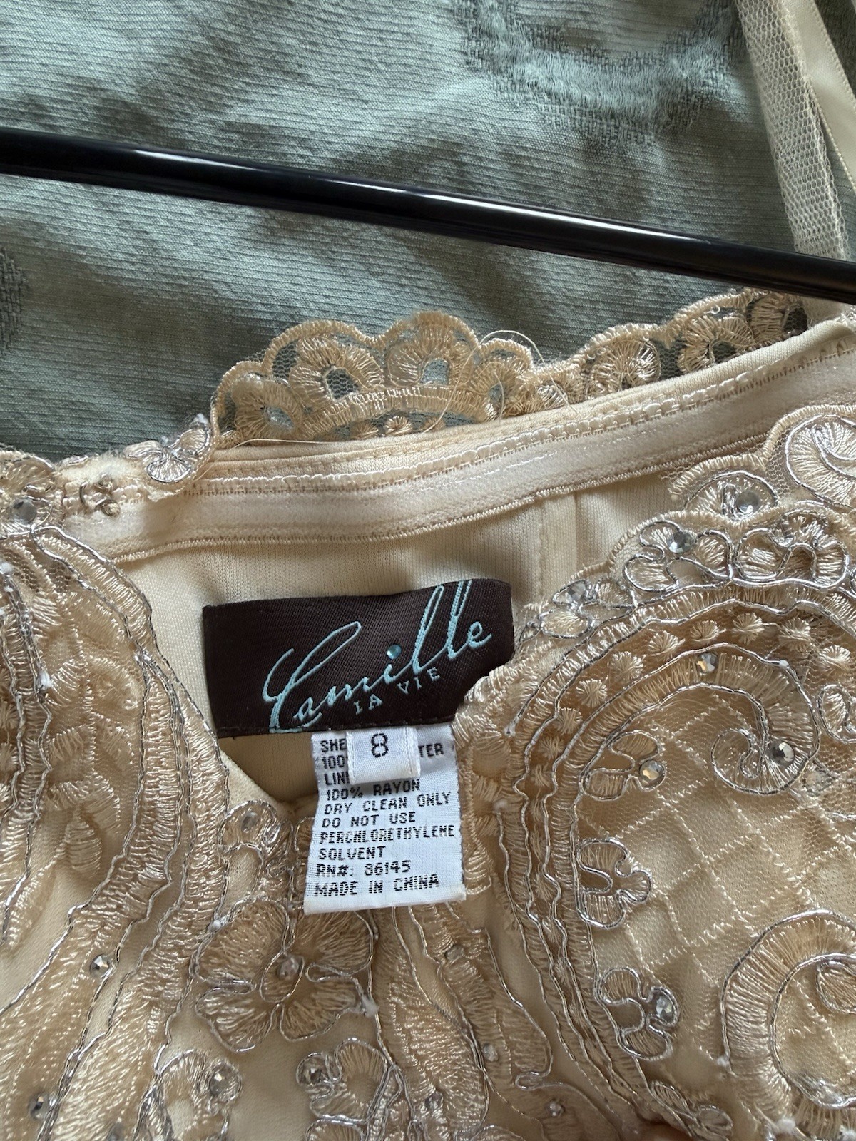 Camille La Vie Size 8 Ivory/Beige Sweetheart Lace Beaded Fit & Flare Gown