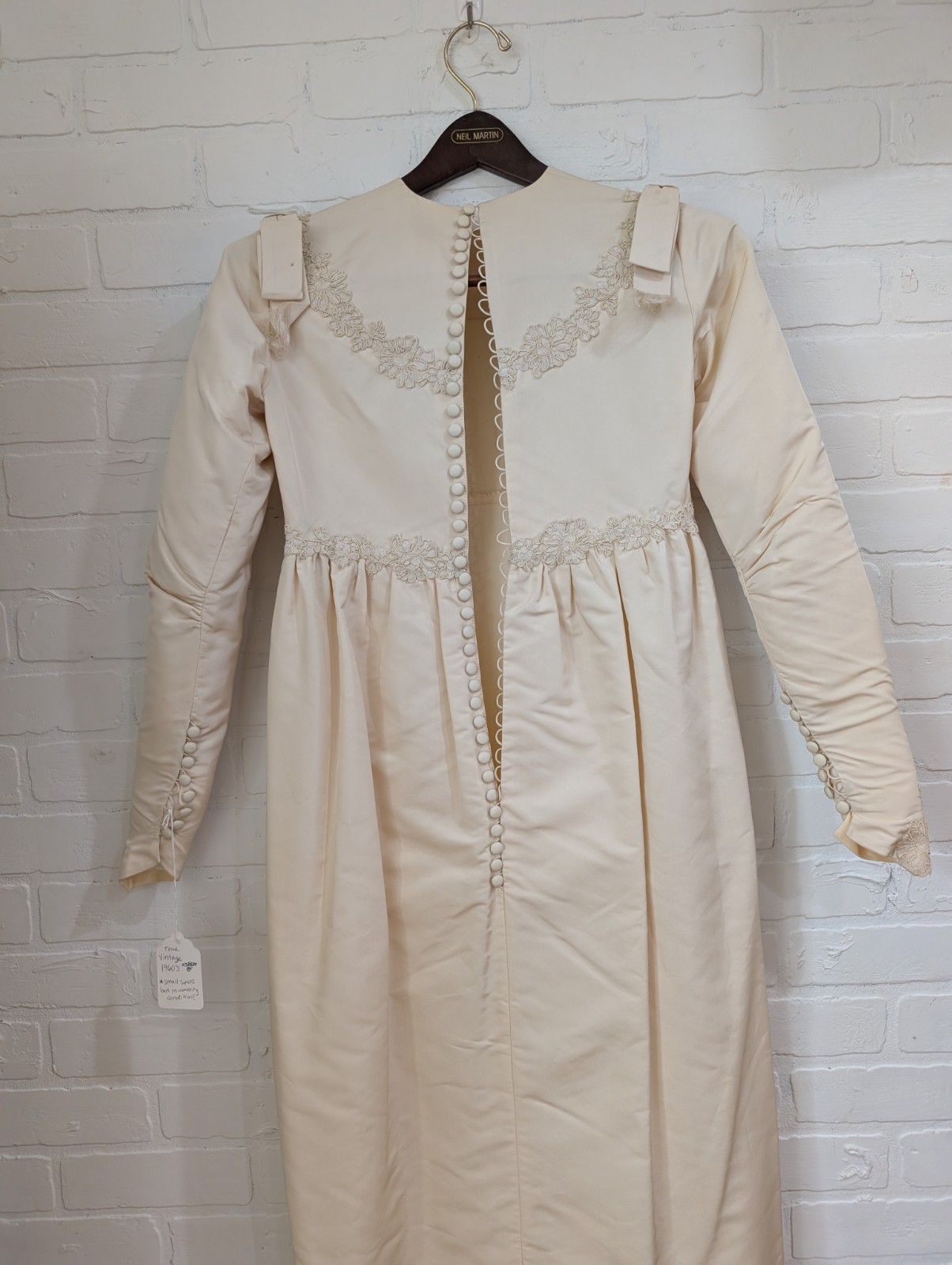 Vintage 1960’s Beige Empire Waist Wedding Dress – Petite